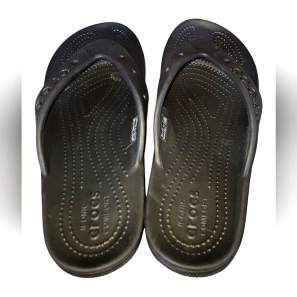 CROCS Classic Black Unisex Flip Flop Thong Sandals M 7 W 9 - Picture 3 of 6